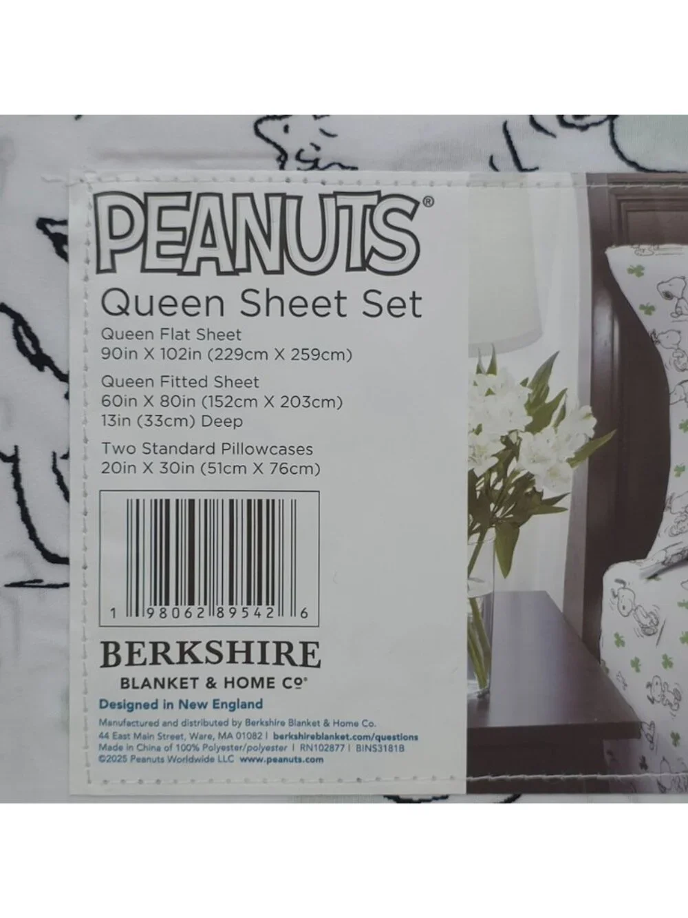 Peanuts Snoopy Queen Sheet Set St Patrick's Day Shamrocks By Berkshire Spring